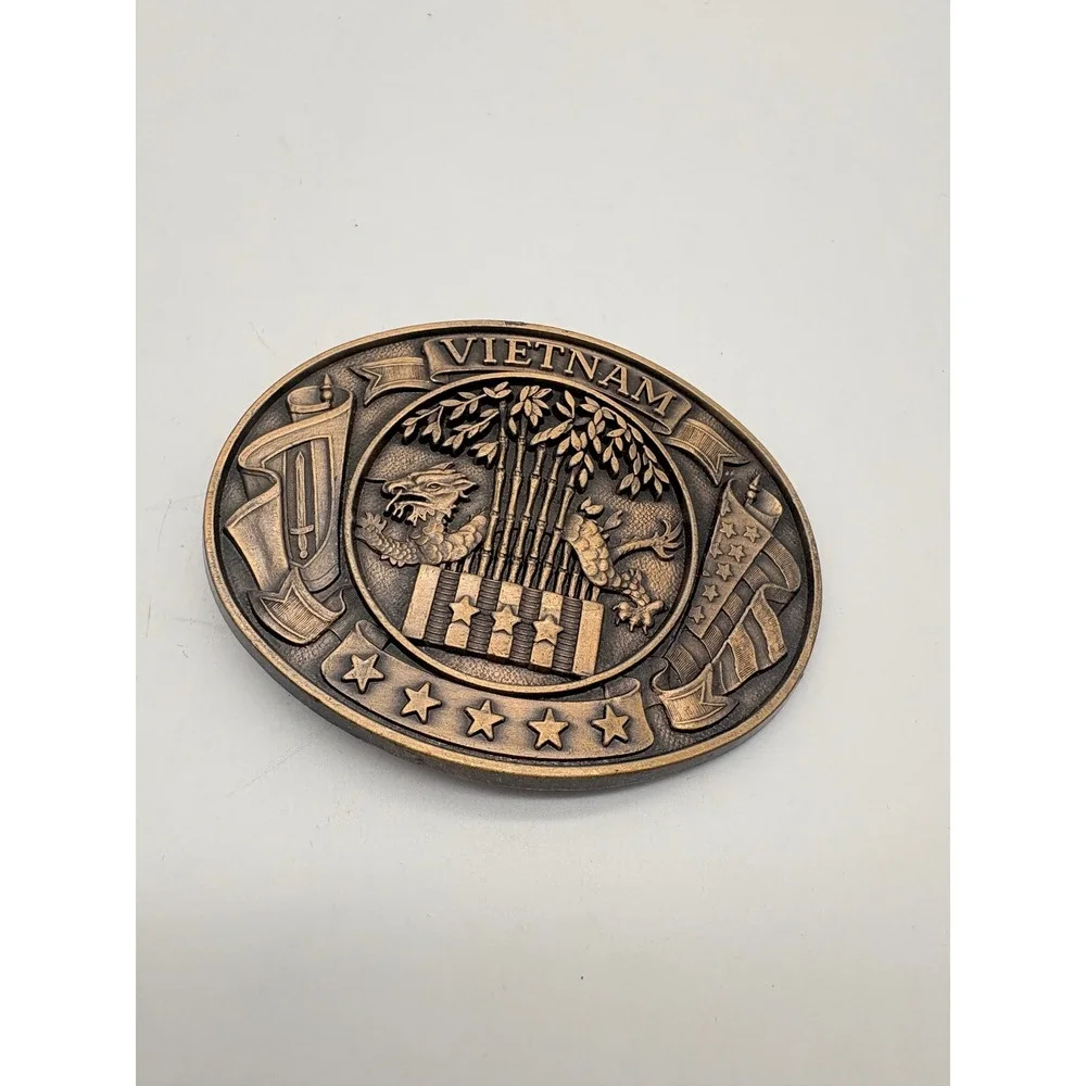 Vietnam War Commemorative Belt Buckle Antiqued Bronze Dragon Military
